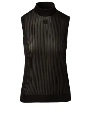 Ribbed Sleeveless Turtleneck