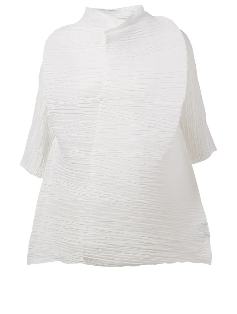 Cross Stroke Pleated Top