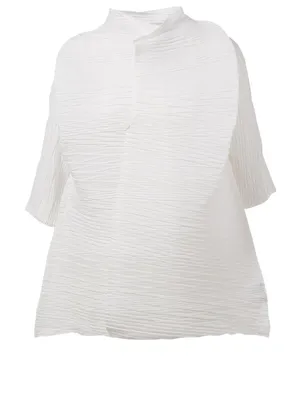 Cross Stroke Pleated Top