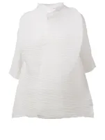 Cross Stroke Pleated Top
