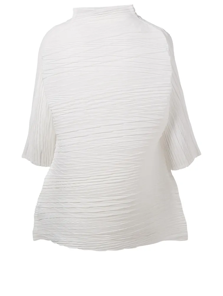 Cross Stroke Pleated Top
