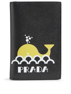Printed Saffiano Leather Bifold Card Holder