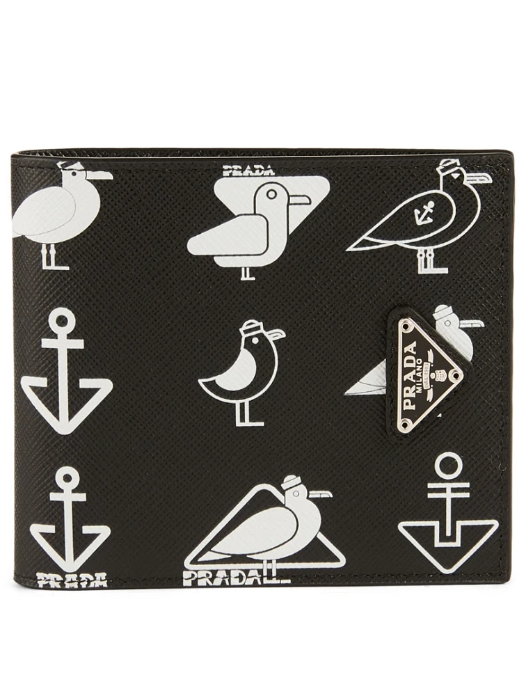 Printed Saffiano Leather Bifold Wallet