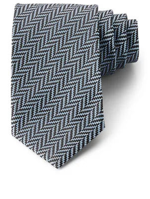 Silk Tie In Herringbone