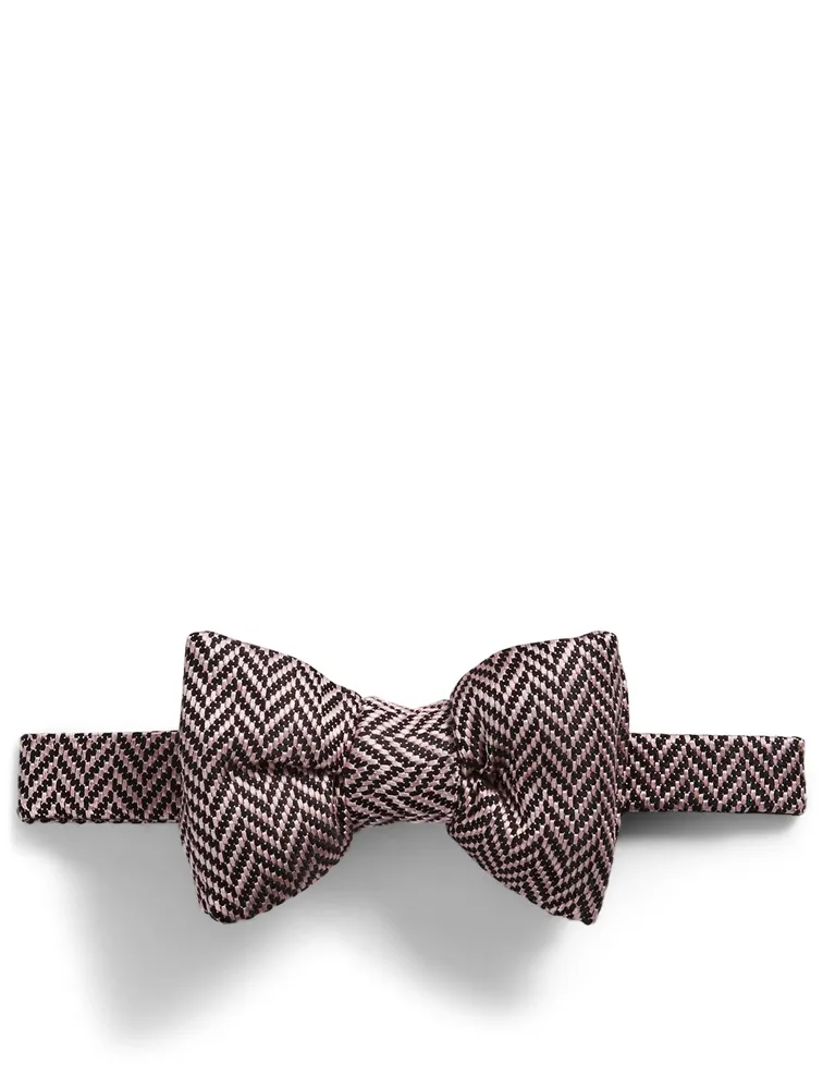 Silk Bow Tie In Herringbone
