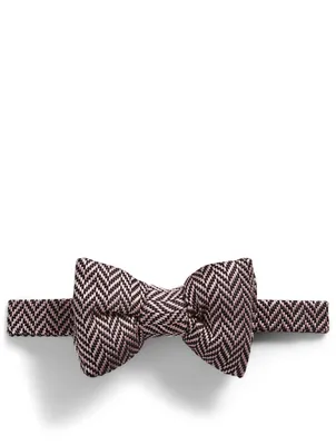 Silk Bow Tie In Herringbone