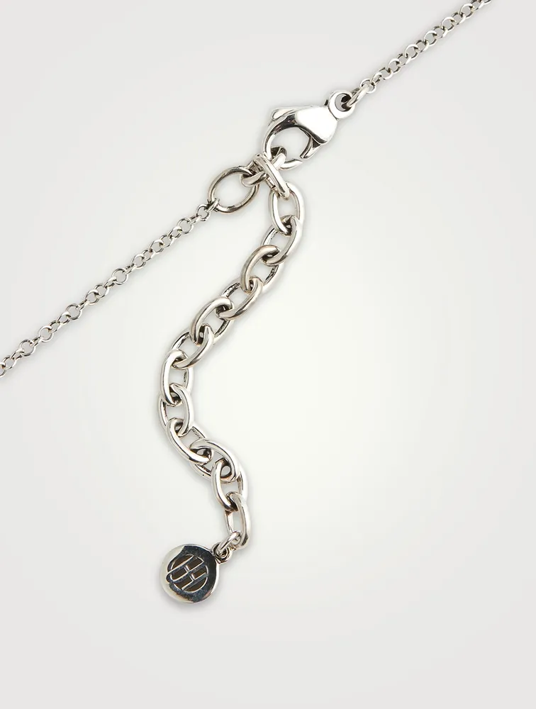 Carved Chain Silver Pendant Necklace With Diamonds