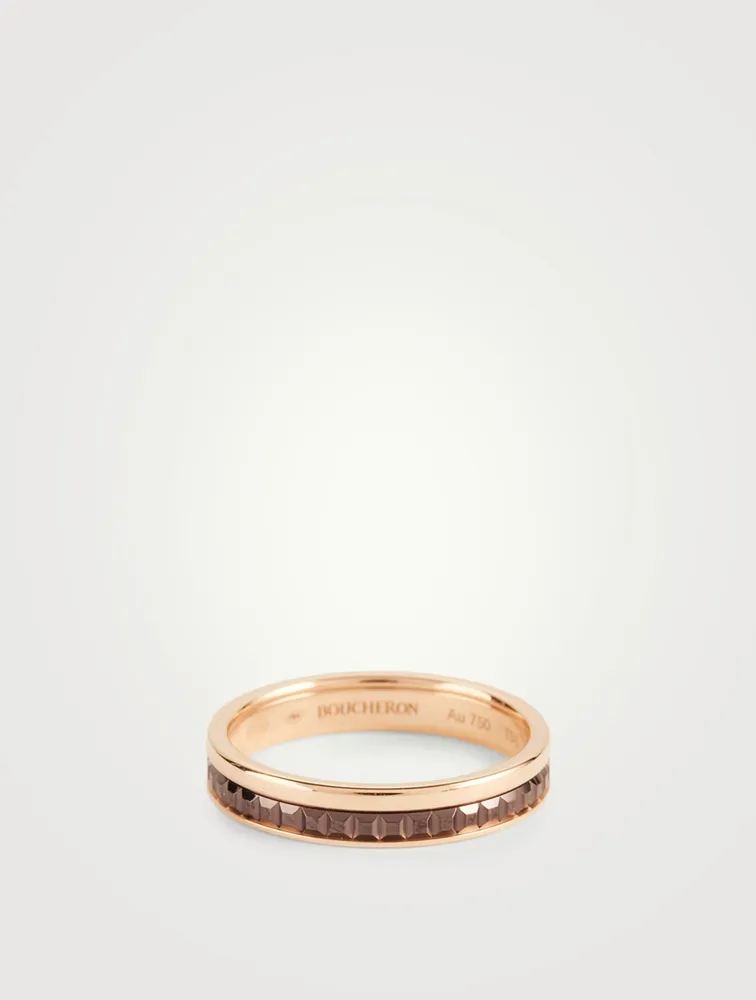 Quatre Classique Rose Gold Wedding Band With Brown PVD