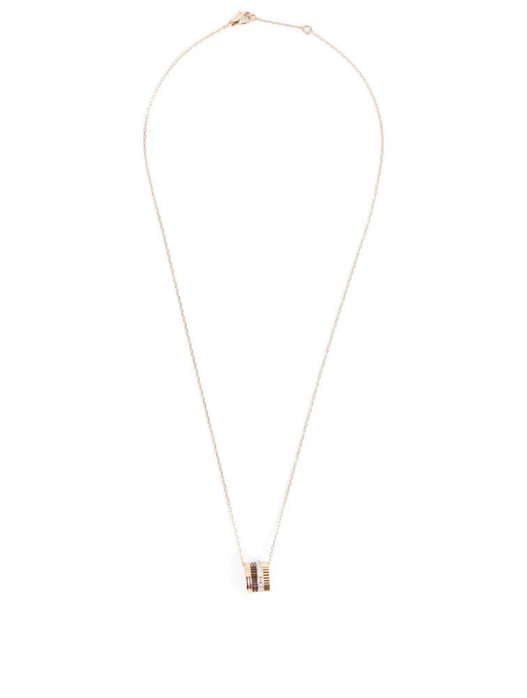 Quatre Classique Gold Pendant Necklace With Brown PVD And Diamonds