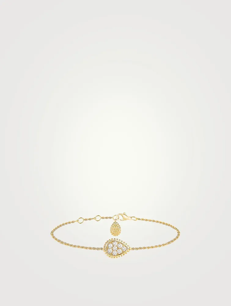 Serpent Bohème Motif Gold Chain Bracelet With Diamonds