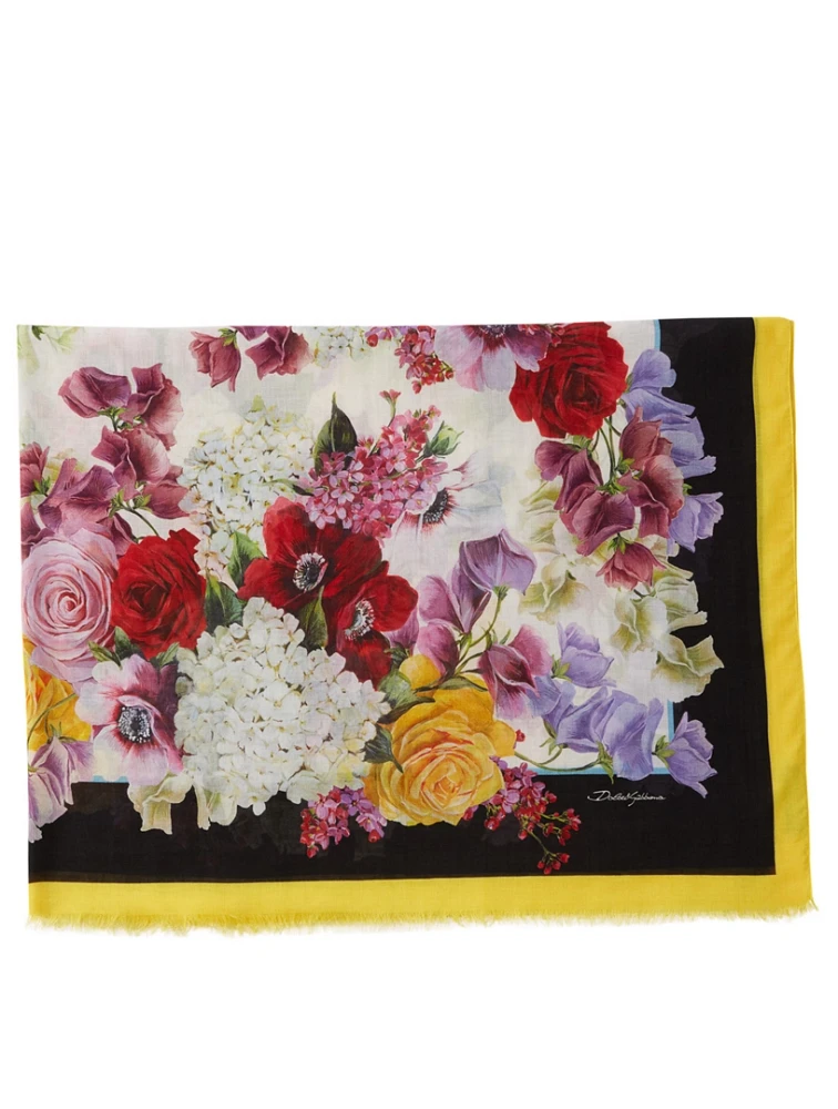 Modal And Cashmere Scarf In Floral Print