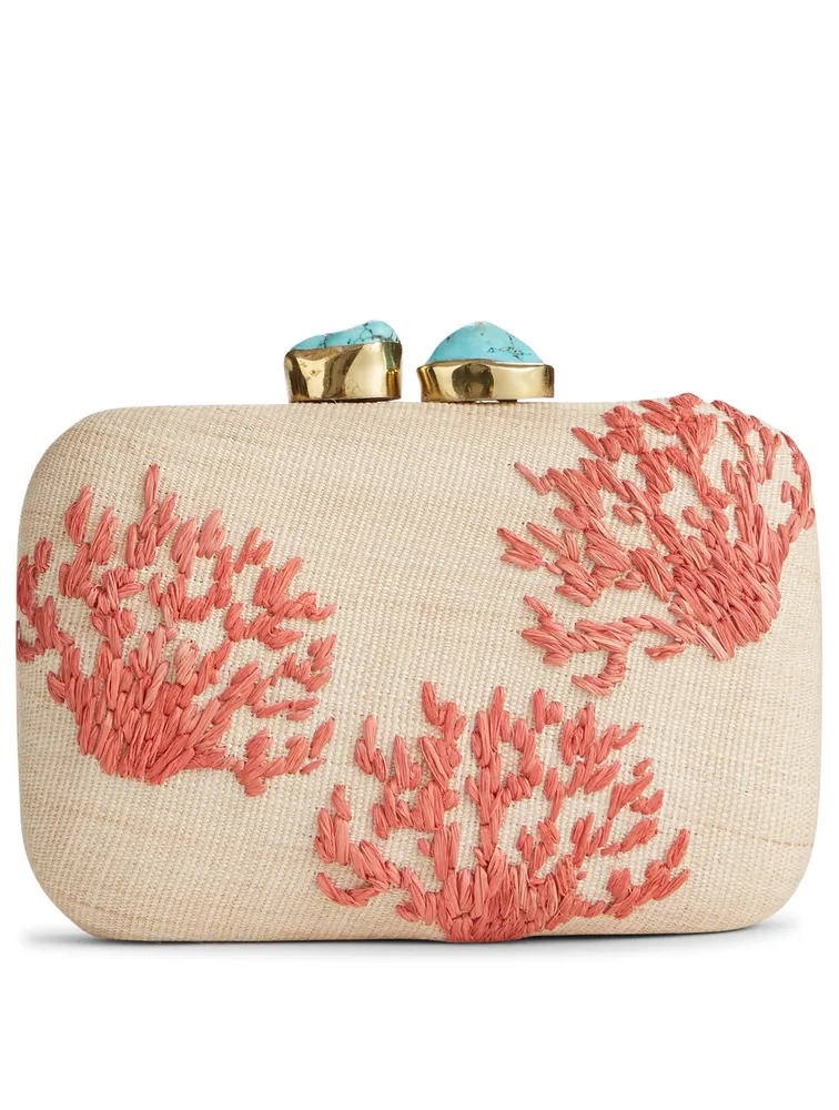 Mini Coral Embroidered Clutch