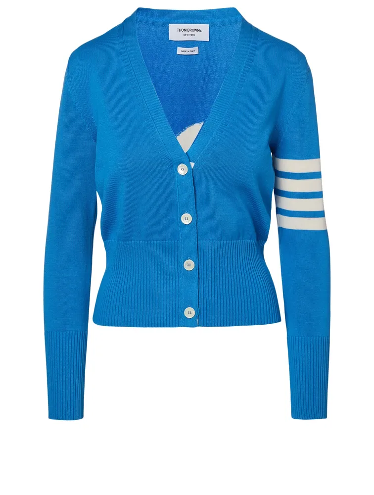 4-Bar Whale Icon Intarsia Cardigan