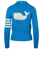 4-Bar Whale Icon Intarsia Cardigan