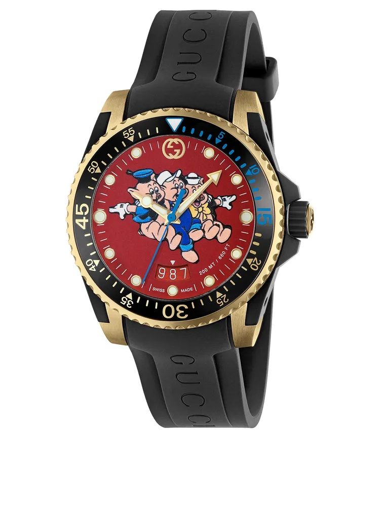 CNY Gucci Dive Watch With Rubber Strap