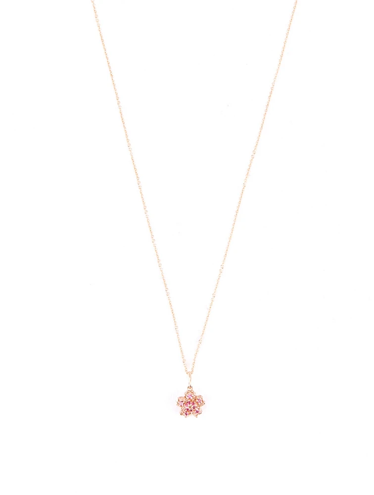 Small 14K Rose Gold Sakura Necklace With Diamonds