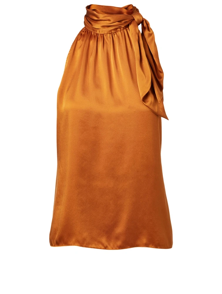 Silk Tank Top With Neck Tie