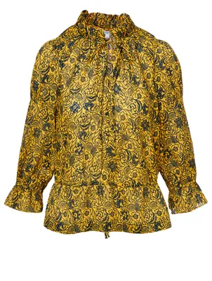 Ruffle Neck Blouse Floral Print