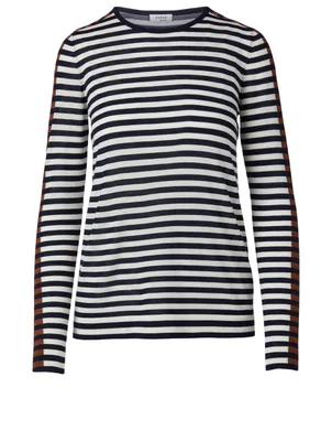 Wool Long-Sleeve Top Stripe Print