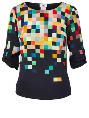 Silk Blouse Pixel Print