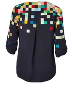 Silk Blouse Pixel Print