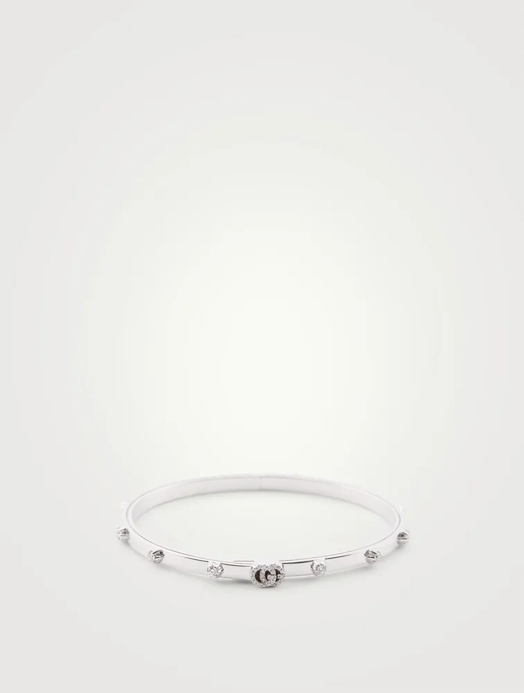 GG Running 18K White Gold Bracelet With Diamonds