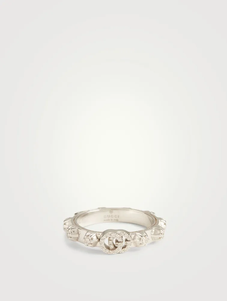 GG Running White Gold Ring With Diamonds