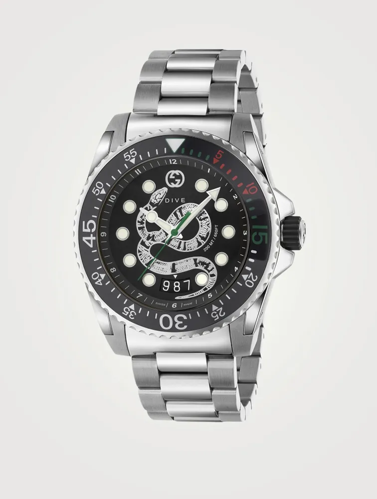Gucci Dive Snake Stainless Steel Bracelet Watch