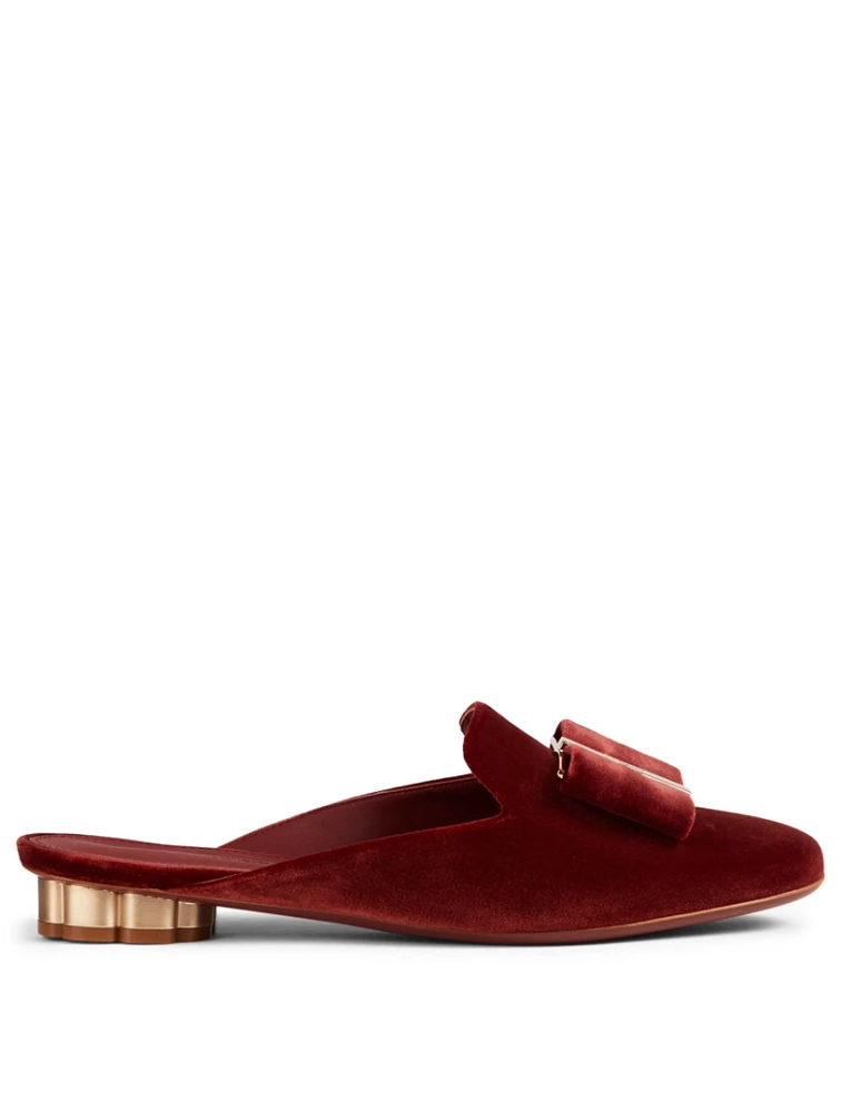 Sciacca Velvet Flower Heel Mules