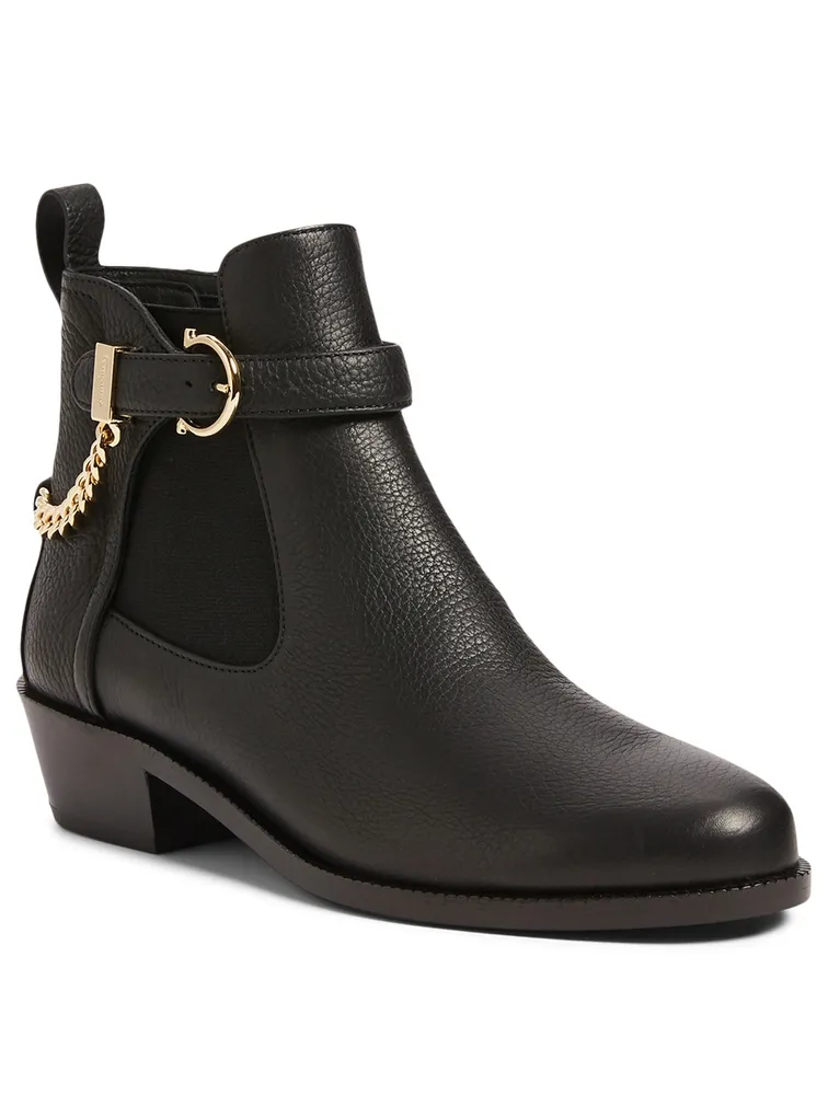 Ardisie Leather Ankle Boots With Chain