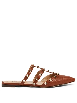 Rockstud Leather Flat Mules