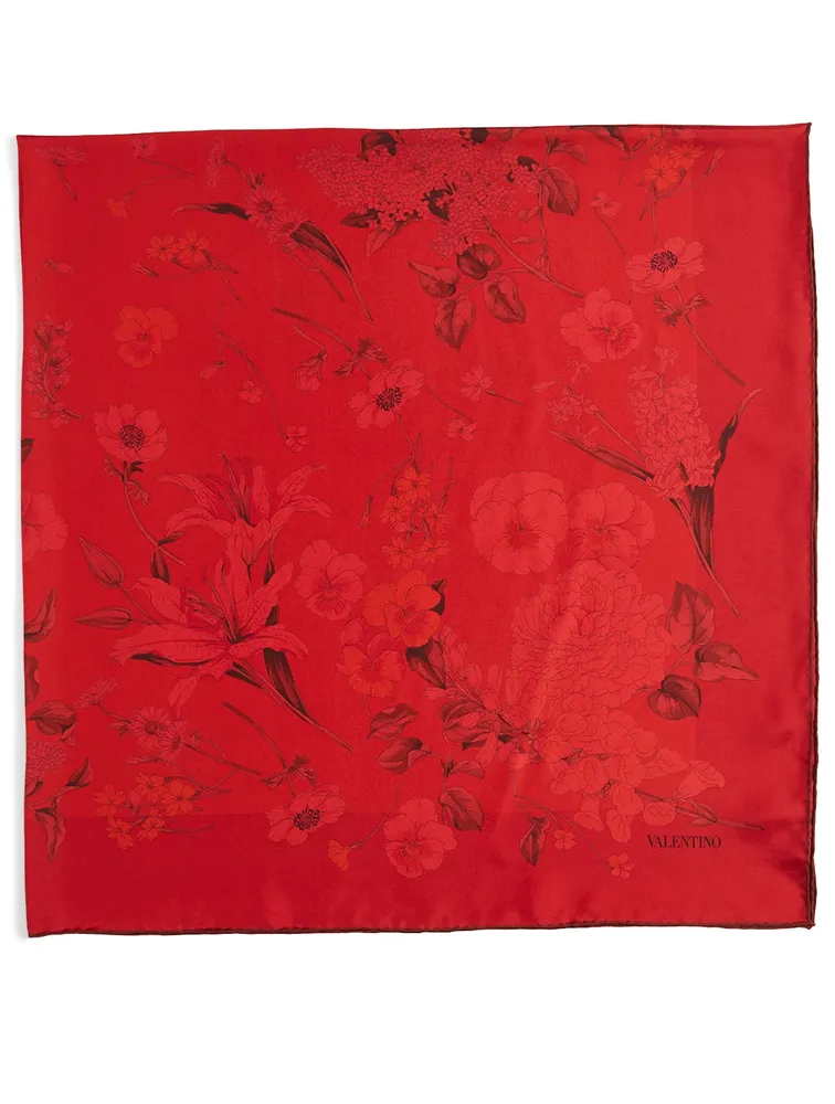 Silk Scarf In Double Flower Print