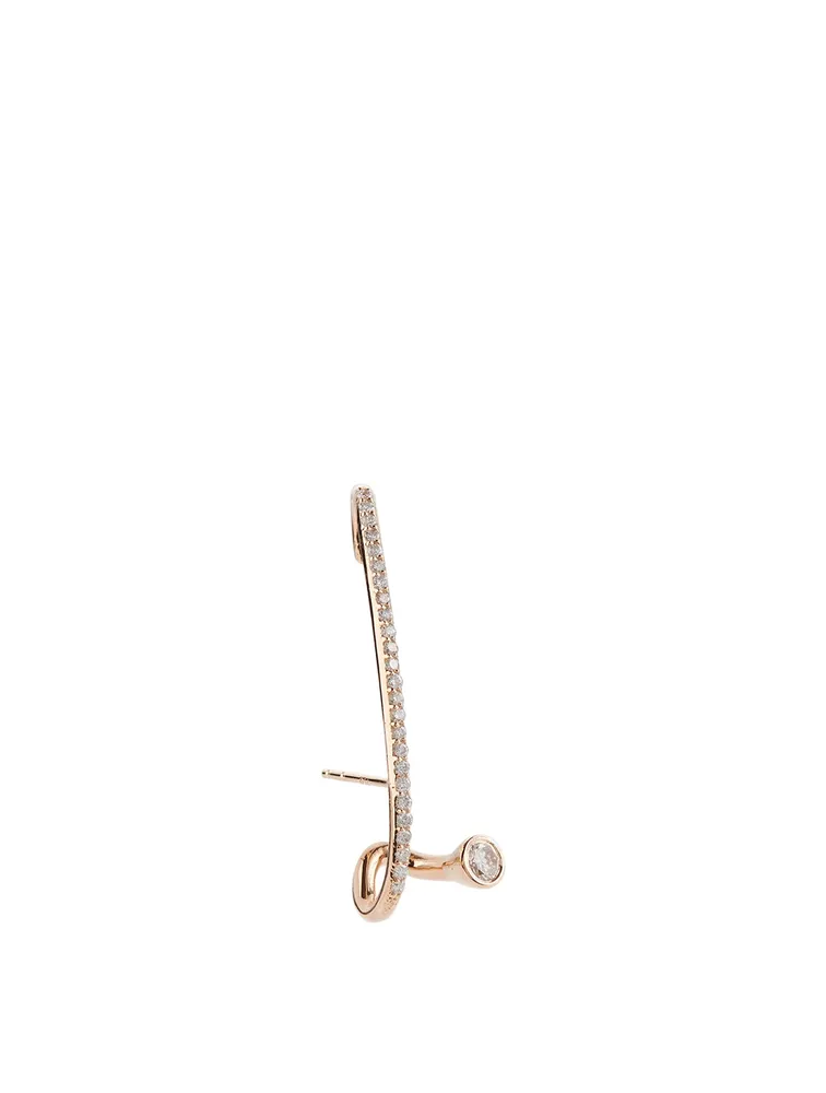 Crescendo Flare 18K Rose Gold Left Earring With Diamonds