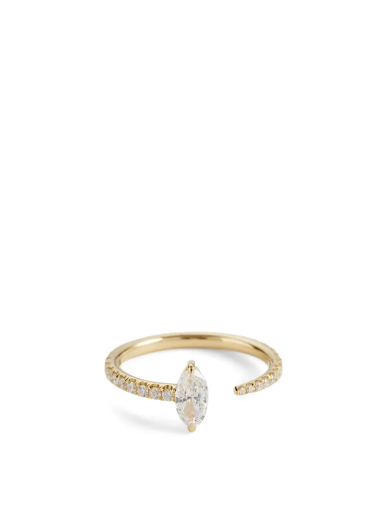 Marquise 18K Gold Crescendo Pavé Diamond Ring
