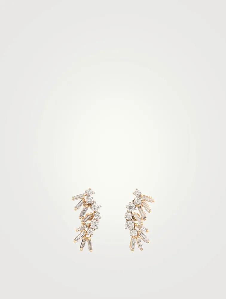 Medium Fireworks Two-Tone 18K Gold Plume Earrings