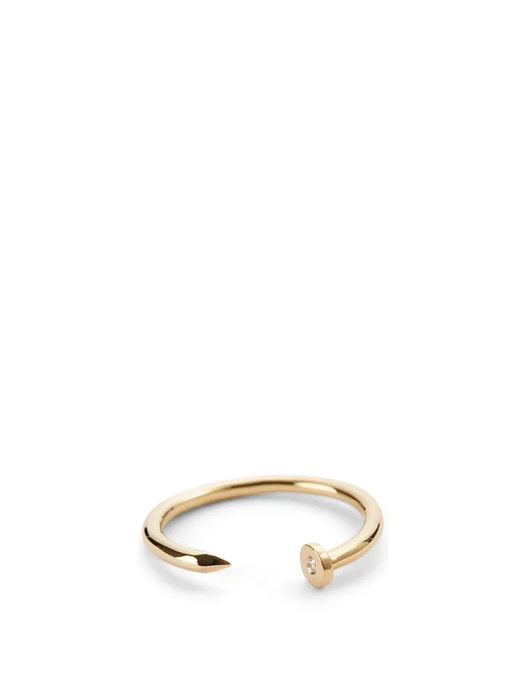14K Gold Nail Ring With Diamond