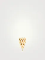 14K Gold Cascade Fringe Triangle Stud Earring With Diamonds