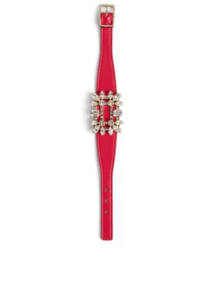 Broche Vivier Leather Bracelet With Swarovski Crystal