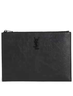 Monogram Croc-Embossed Leather Tablet Holder