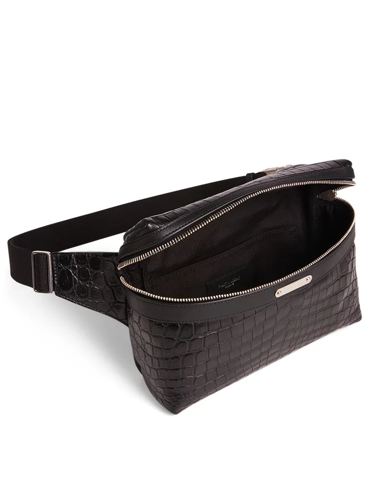 City Croc-Embossed Leather Belt Bag
