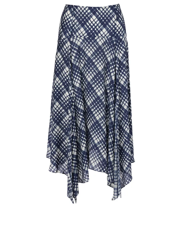 Maggie Silk-Blend Skirt Check Print