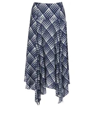 Maggie Silk-Blend Skirt Check Print