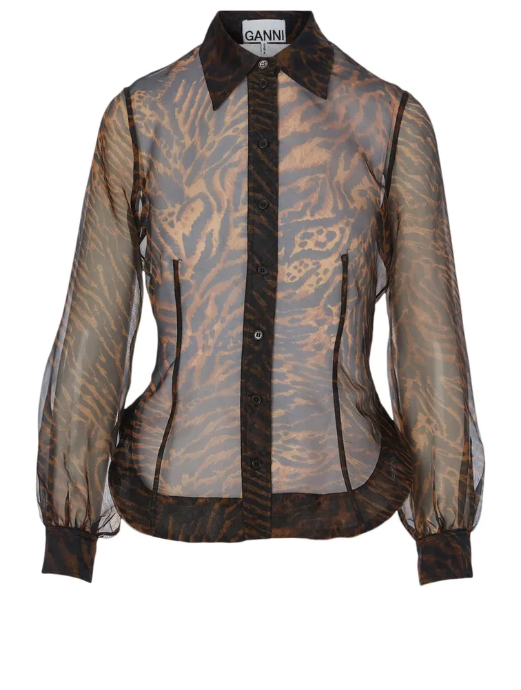 Organza Shirt Tiger Print