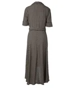 Wrap Midi Dress Check Print