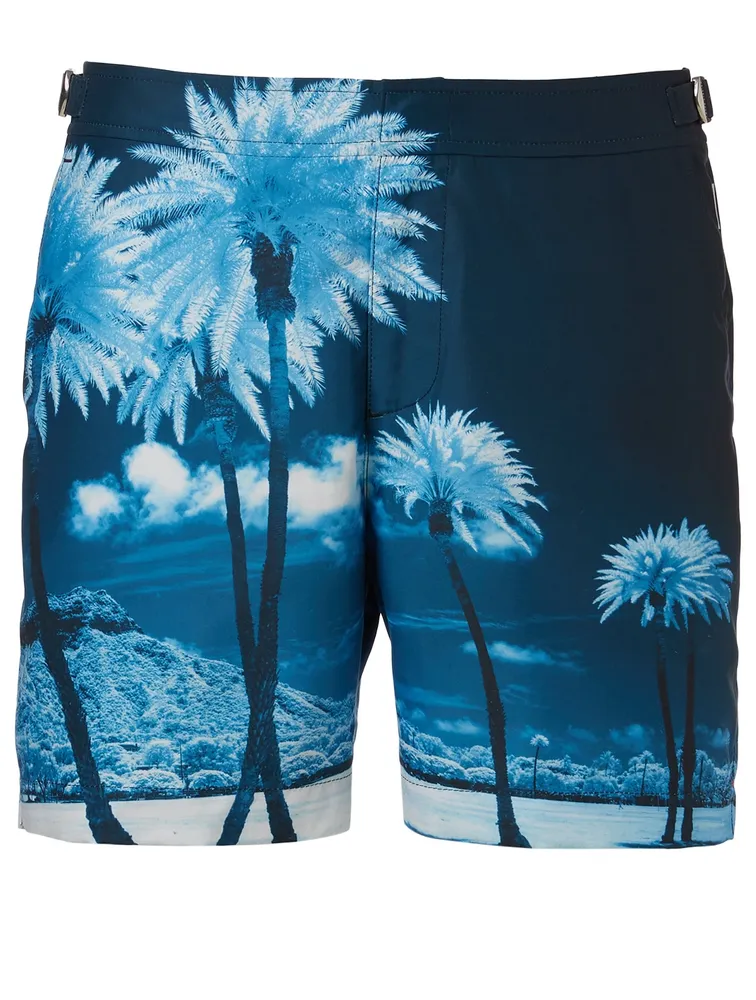 Bulldog Blue Palms Mid-Length Swim Shorts