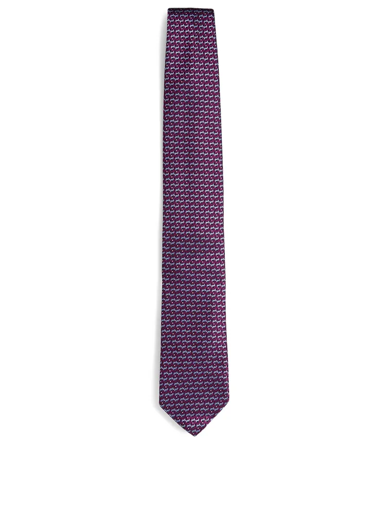 Silk Tie In Geometric Print