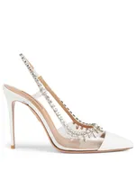 Temptation 105 PVC And Leather Slingback Pumps With Crystals