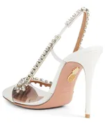 Temptation 105 PVC And Leather Slingback Pumps With Crystals