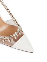 Temptation 105 PVC And Leather Slingback Pumps With Crystals