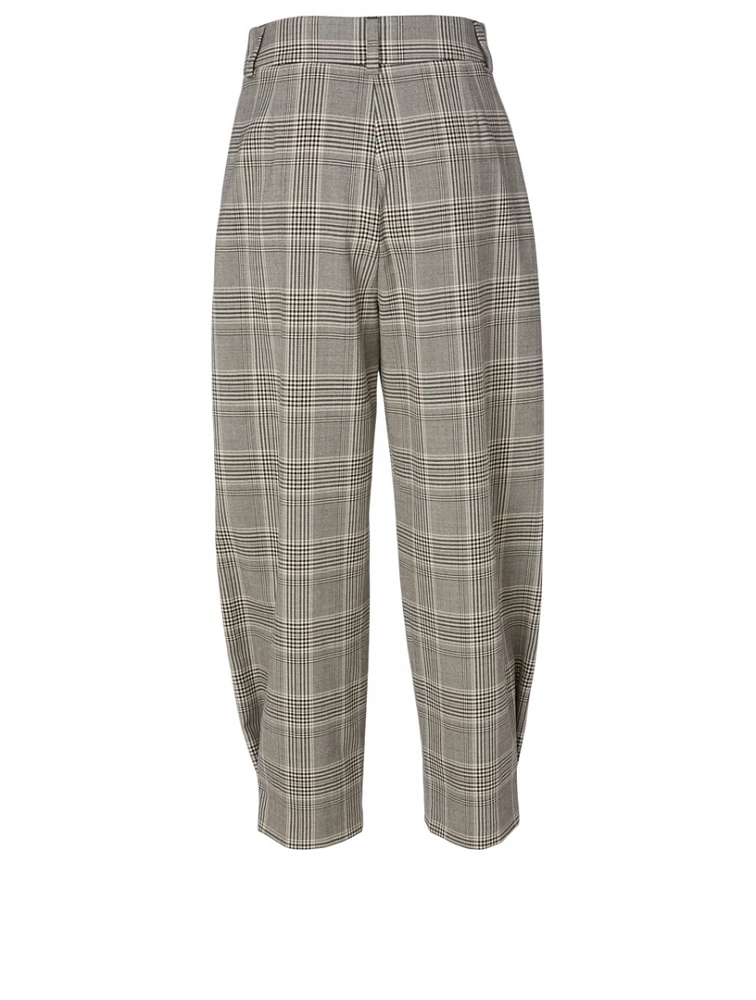 Curved Pants Check Print